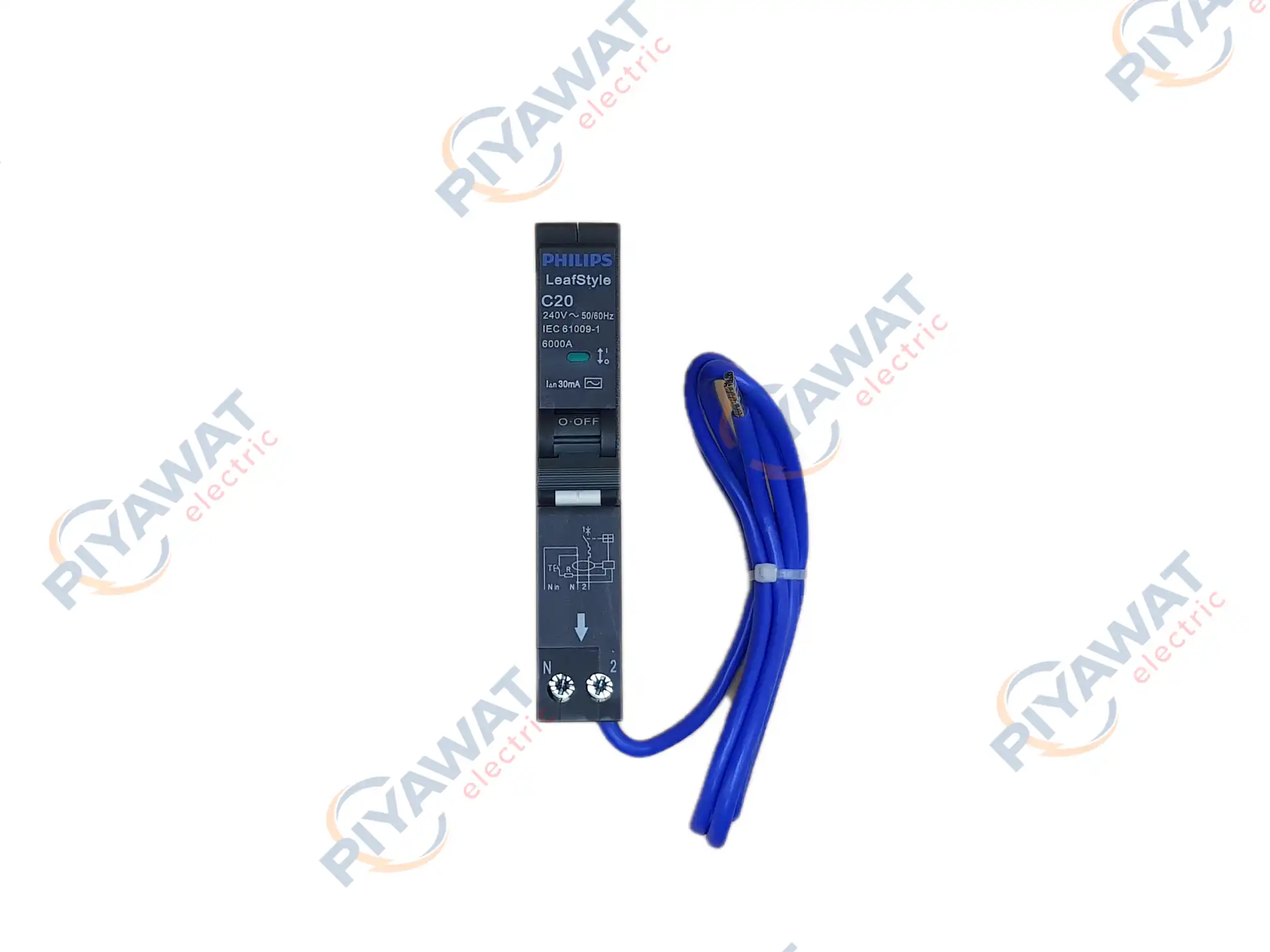 เซอร์กิตเบรกเกอร์กันดูด RCBO 1P 20A 6kA Philips LeafStyle