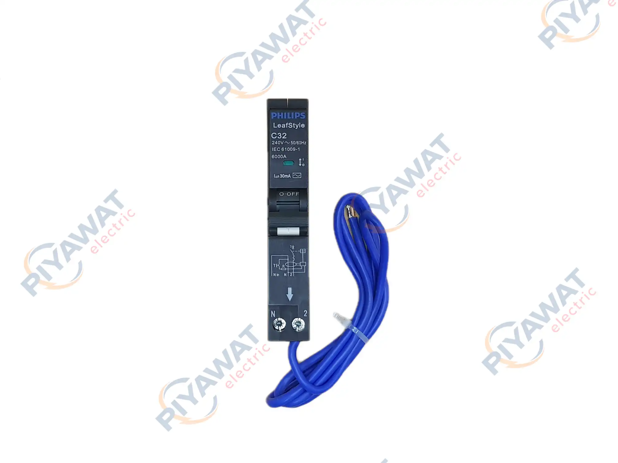 เซอร์กิตเบรกเกอร์กันดูด RCBO 1P 32A 6kA Philips LeafStyle