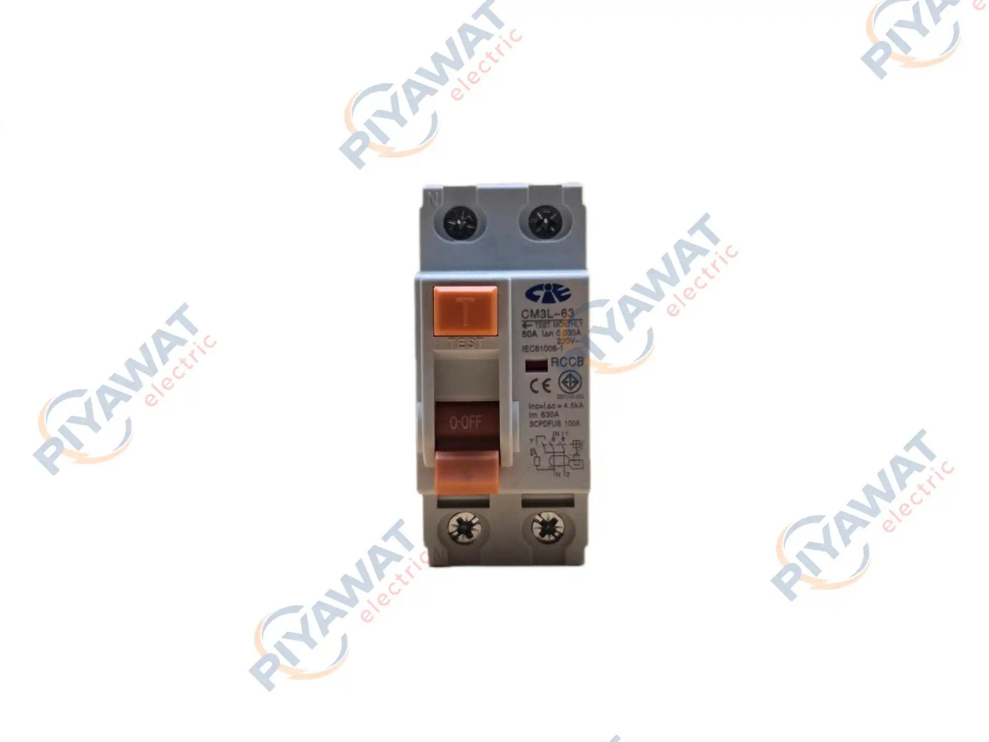 เซอร์กิตเบรกเกอร์กันดูด RCCB 2P 50A 4.5kA CIE CM3L-63 2
