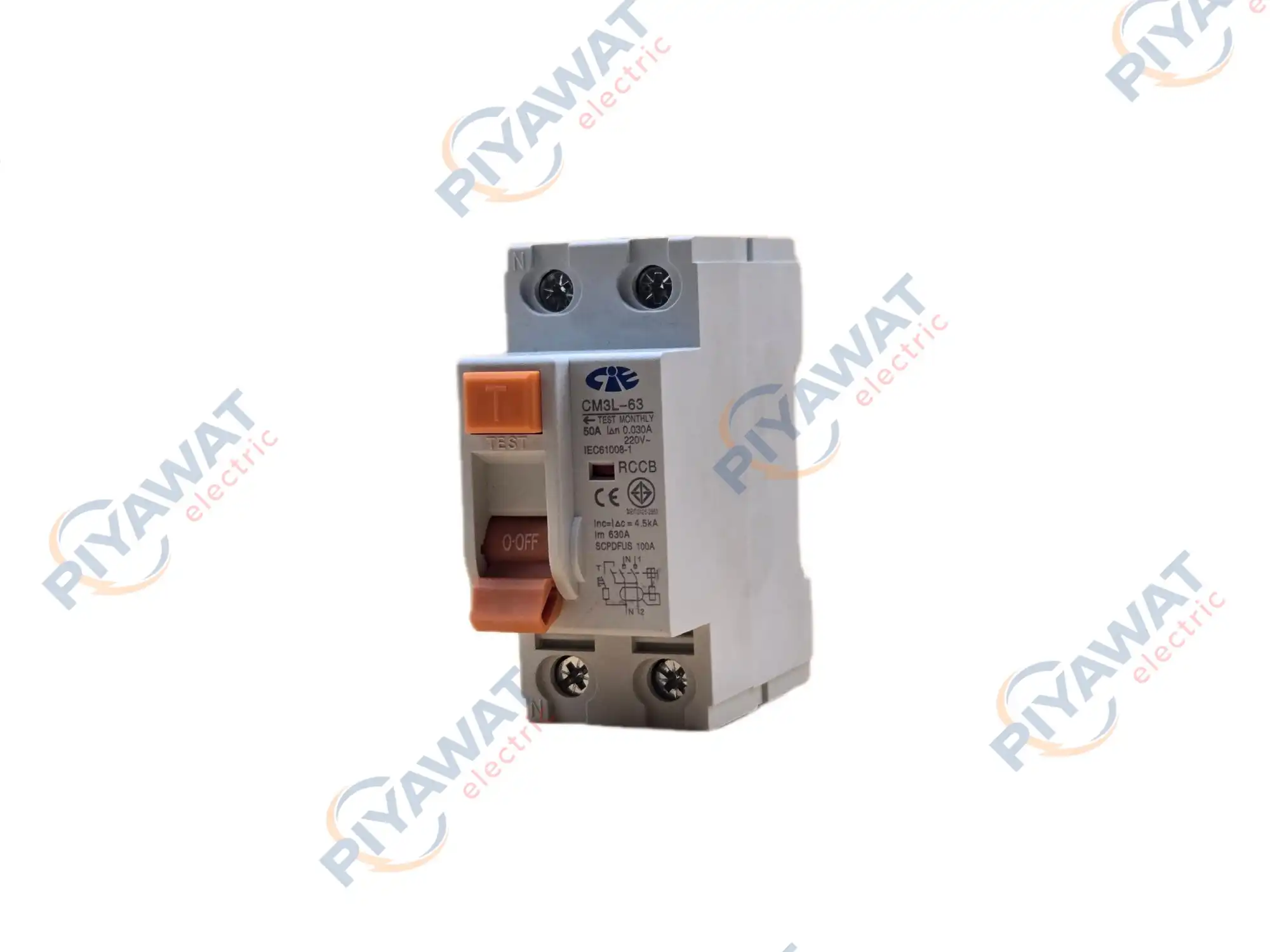เซอร์กิตเบรกเกอร์กันดูด RCCB 2P 50A 4.5kA CIE CM3L-63